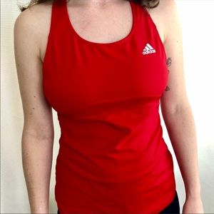 Red Adidas Women’s Racerback with built in bra.